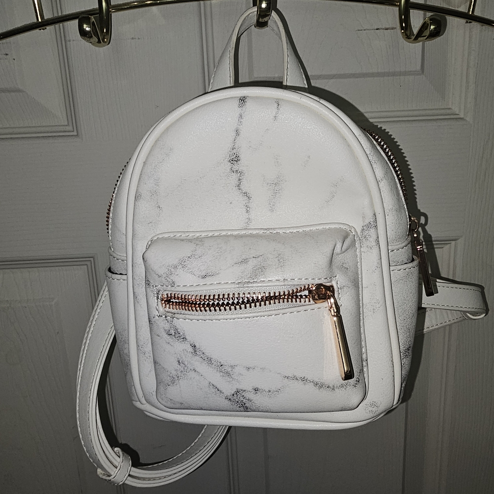 White Marble Mini Backpack